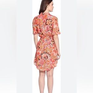 Donna Morgan Women's Placket & Collar Mini Shirt Dress with Ruffle Sleeve Hem